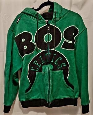 UNK NBA Boston Celtics Embroidered Full Zip Hoodie Jacket Green Size Large Unise